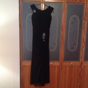 Xscape Black Sequin Evening Gown Formal Dress NWT Petite 4